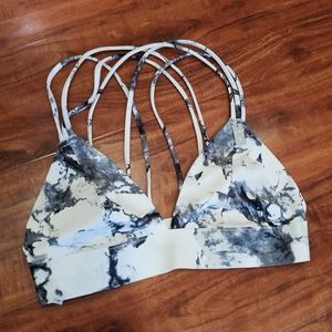 NWT Victoria's Secret PINK Marble Print Unlined Strappy Sports Bra, S